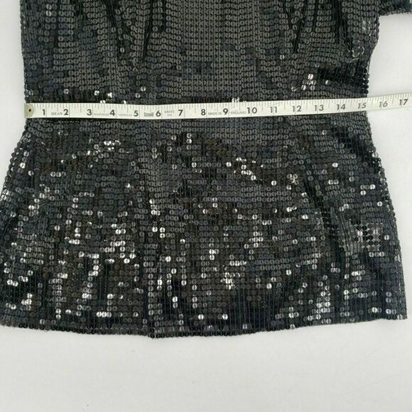 Plenty by Tracy Reese Black Sequin One Shoulder Top Small NWOT Show Off Tattoo - Picture 9 of 12
